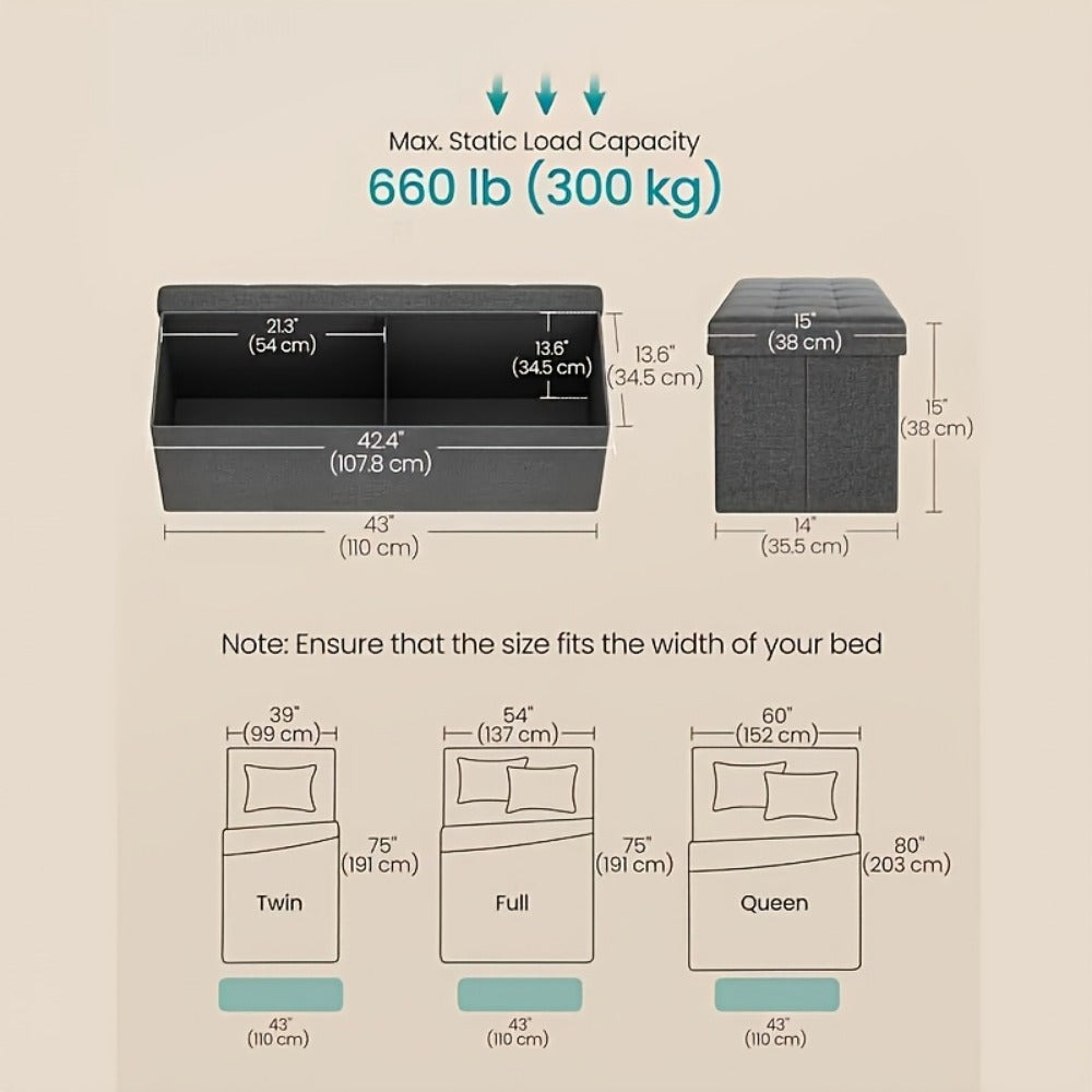15-Inch Foldable Storage Ottoman for Living Room and Bedroom detail image - detail view 11