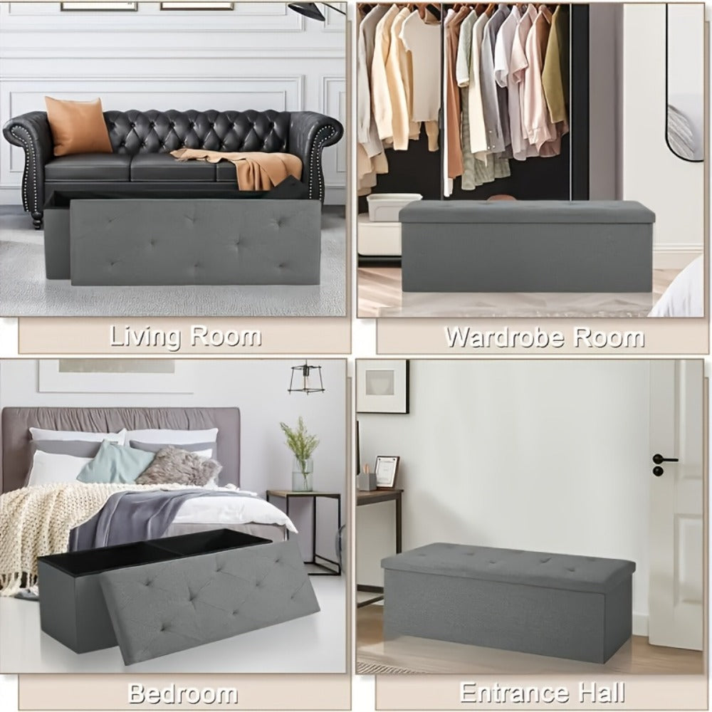 15-Inch Foldable Storage Ottoman for Living Room and Bedroom detail image - detail view 12