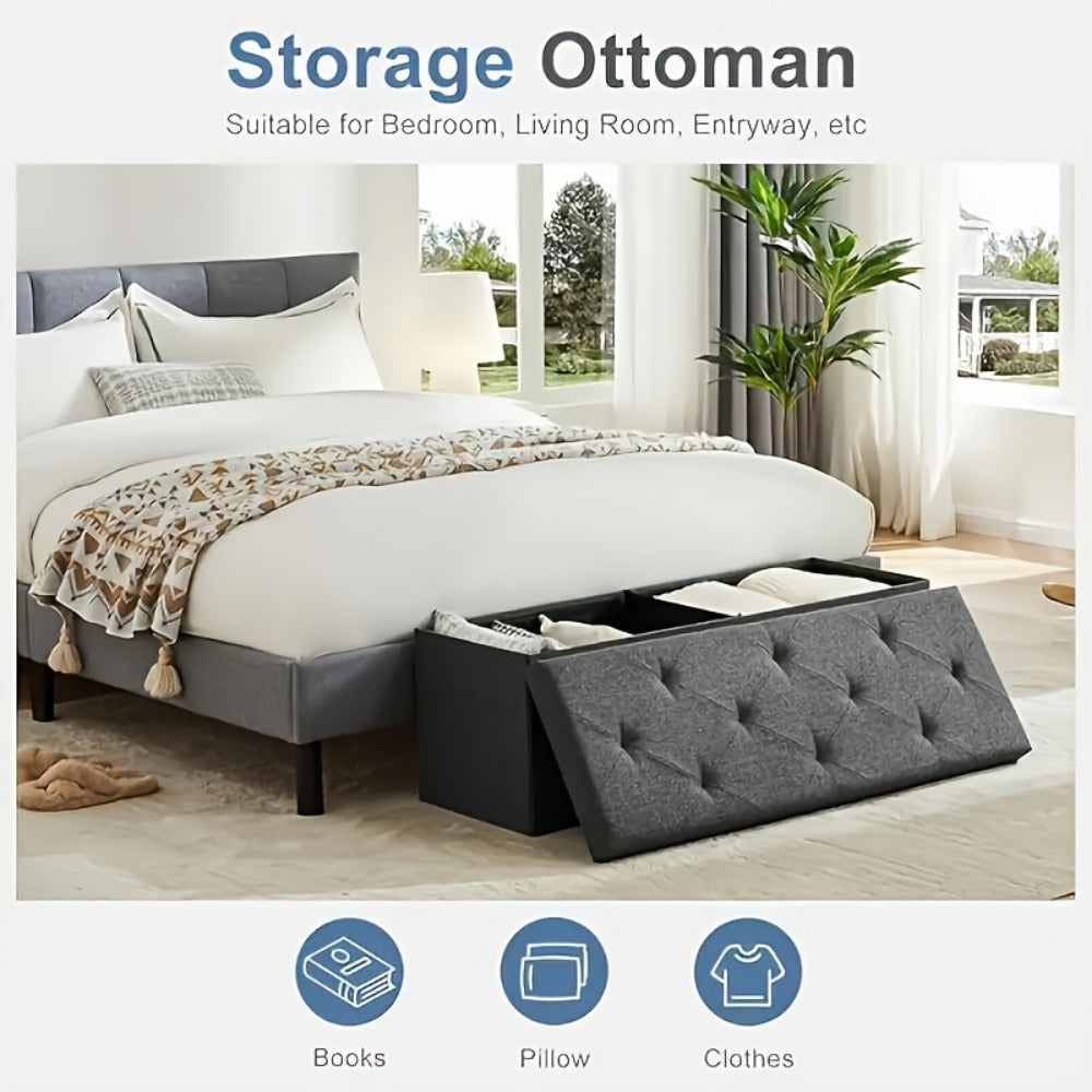 15-Inch Foldable Storage Ottoman for Living Room and Bedroom detail image - detail view 13