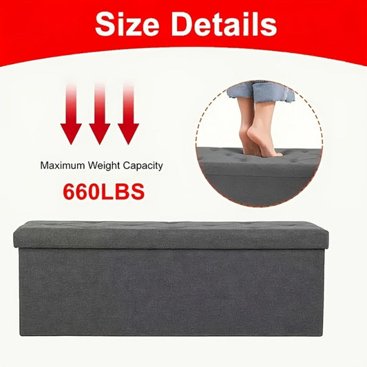 15-Inch Foldable Storage Ottoman for Living Room and Bedroom detail image