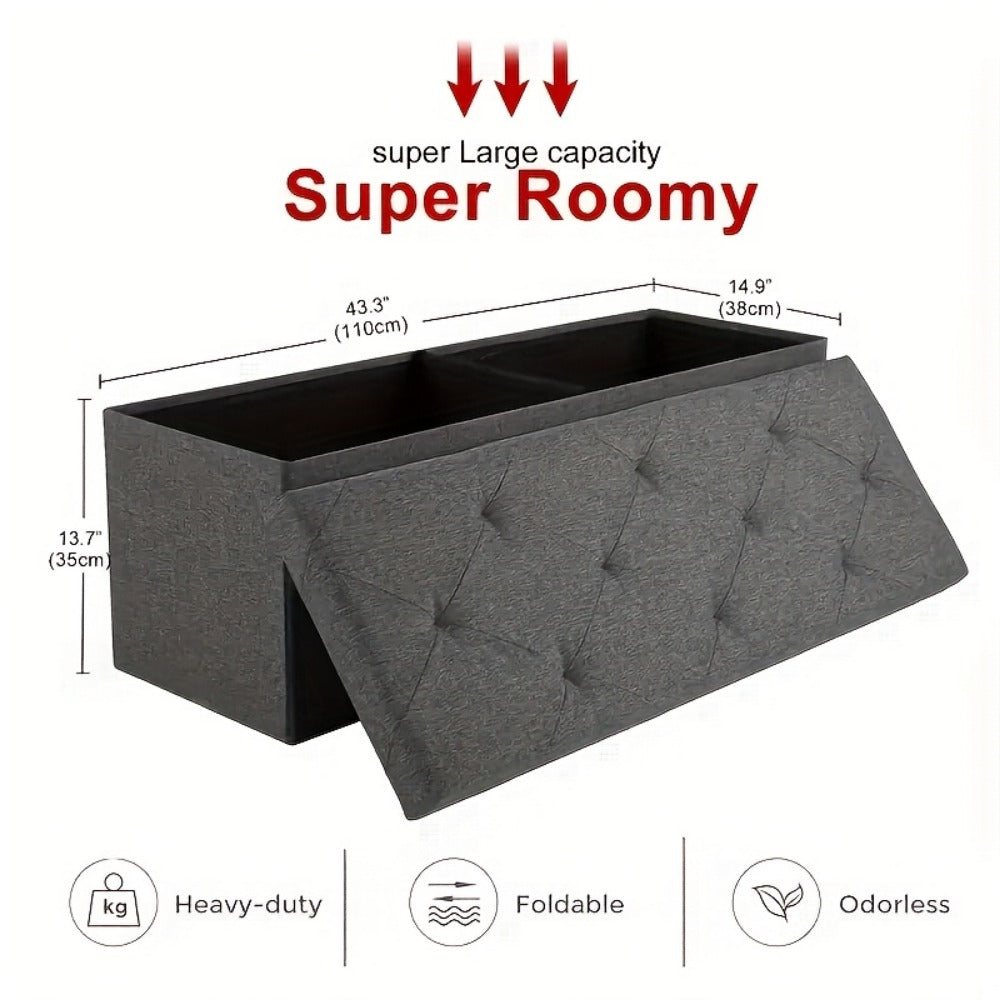 15-Inch Foldable Storage Ottoman for Living Room and Bedroom detail image - detail view 3