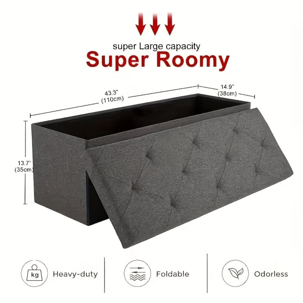 15-Inch Foldable Storage Ottoman for Living Room and Bedroom detail image - detail view 4