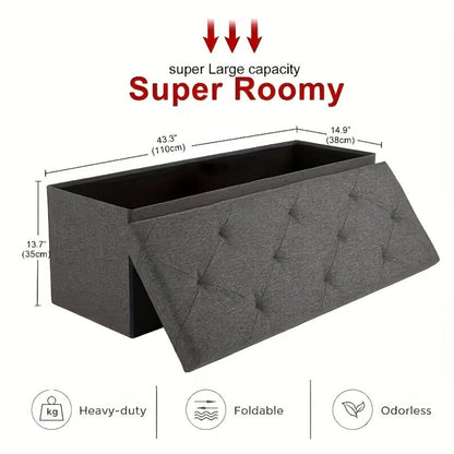 15-Inch Foldable Storage Ottoman for Living Room and Bedroom detail image - detail view 4