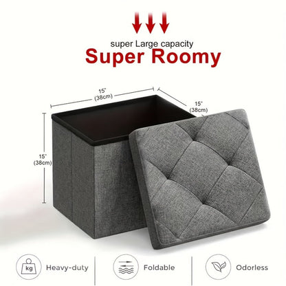 15-Inch Foldable Storage Ottoman for Living Room and Bedroom detail image - detail view 7