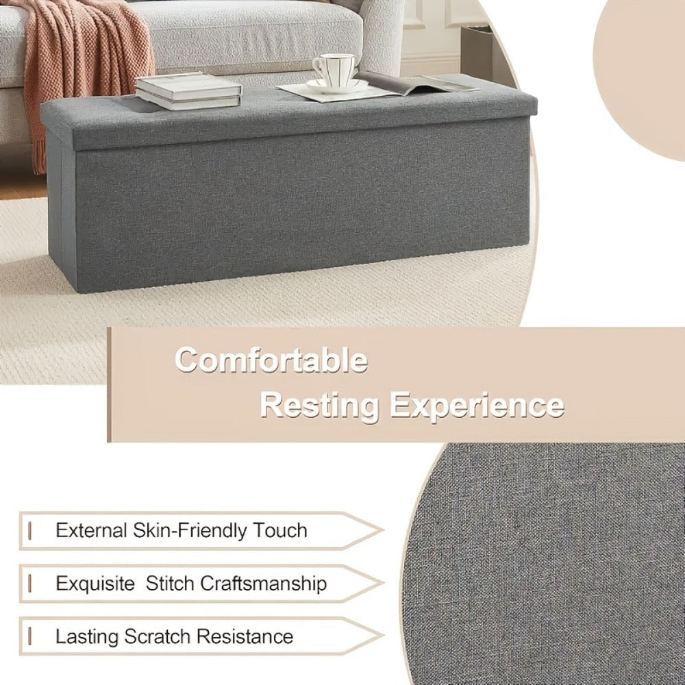 15-Inch Foldable Storage Ottoman for Living Room and Bedroom detail image - detail view 8