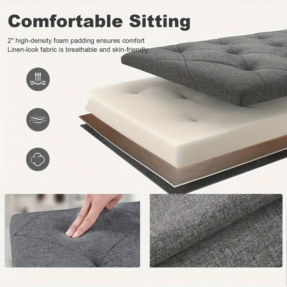 15-Inch Foldable Storage Ottoman for Living Room and Bedroom detail image - detail view 9