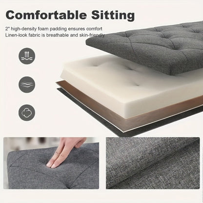 15-Inch Foldable Storage Ottoman for Living Room and Bedroom detail image - detail view 9
