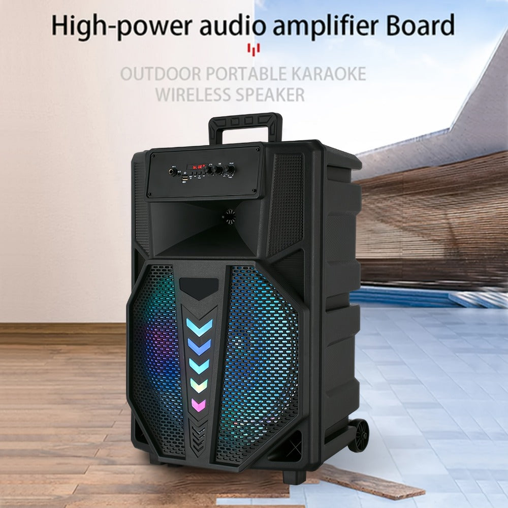 15-Inch Portable PA Speaker with RGB Lights, Wireless Audio and Mic detail image - detail view 10