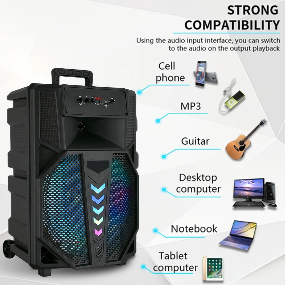 15-Inch Portable PA Speaker with RGB Lights, Wireless Audio and Mic detail image - detail view 11