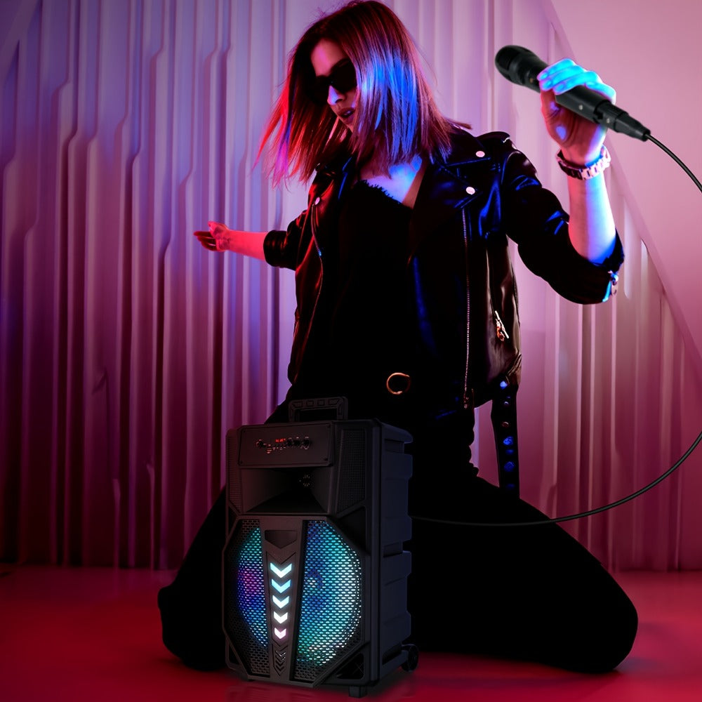 15-Inch Portable PA Speaker with RGB Lights, Wireless Audio and Mic detail image - detail view 4