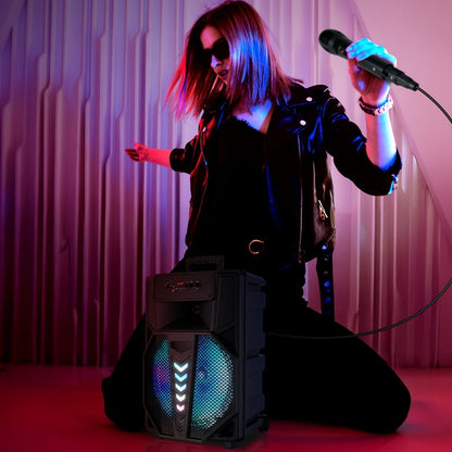 15-Inch Portable PA Speaker with RGB Lights, Wireless Audio and Mic detail image - detail view 4