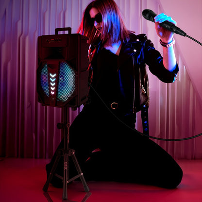 15-Inch Portable PA Speaker with RGB Lights, Wireless Audio and Mic detail image - detail view 6