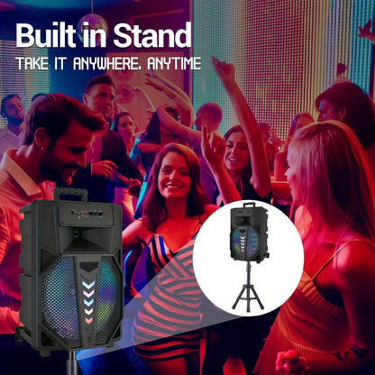 15-Inch Portable PA Speaker with RGB Lights, Wireless Audio and Mic detail image - detail view 7
