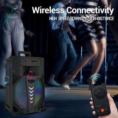 15-Inch Portable PA Speaker with RGB Lights, Wireless Audio and Mic detail image - detail view 8