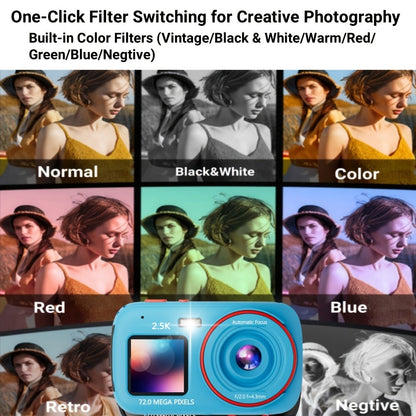 Vintage CCD Digital Camera 72MP 2.5K Vlogging Camera 16X Zoom Auto Focus Dual Screen 32GB Card Retro Compact Camera for Teens Beginners Travel Photography Gift for Girls Boys