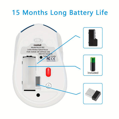 Six-Button 2.4 GHz Wireless Mouse with USB Receiver, Three DPI Levels and Blue or Gold Finish