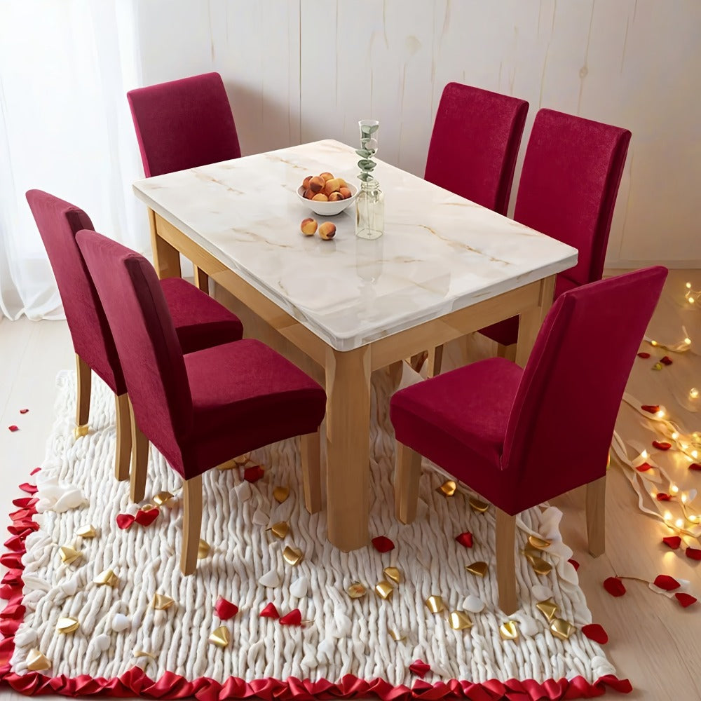 Chair Cover Set of 4 or 6 Stretch Jacquard Dining Slipcovers in Nine Available Color Choices
