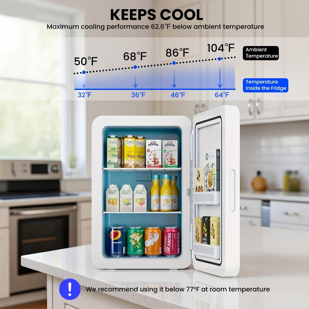 Mini Fridge with Glass Front Door 15.8QT/23.3QT - Portable Cooler and Warmer AC/DC 12V, Small Refrigerator for Bedroom, Office Desk, Car, Dorm, Skincare, Beauty & Makeup, 4 Colors