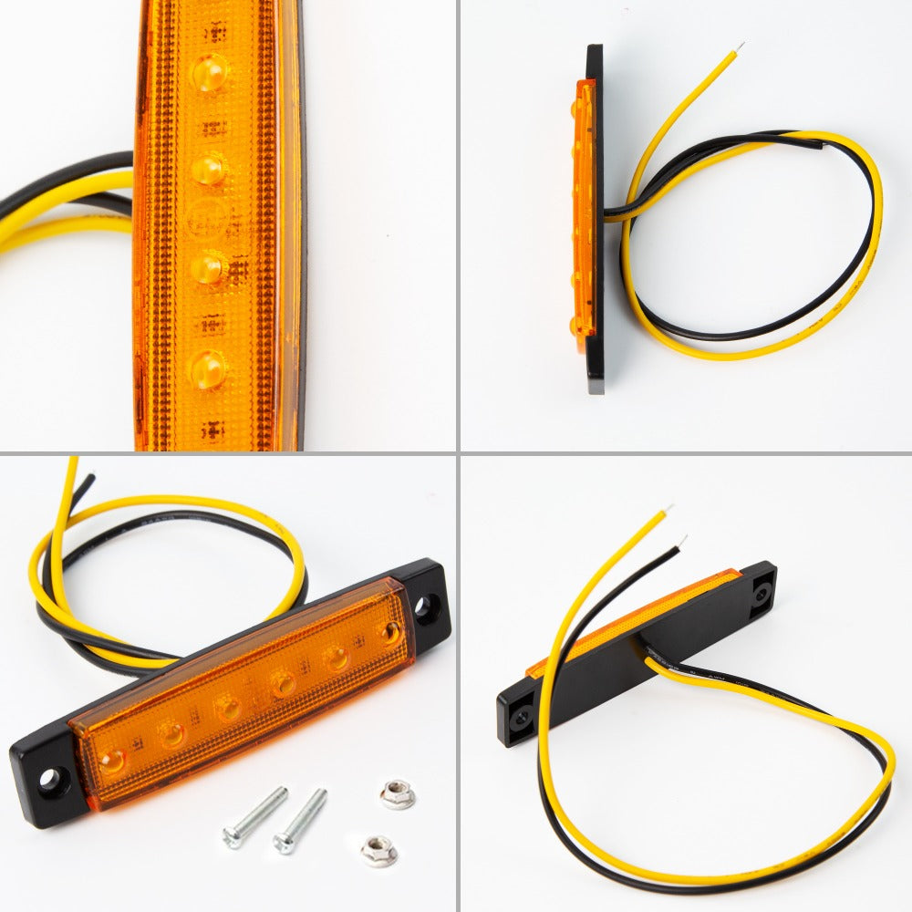 LED Side Marker Lights 30-Pack – 3.8" 6-LED Indicator Lamps for Car, Truck, Trailer & Bus, 12V Multi-Color