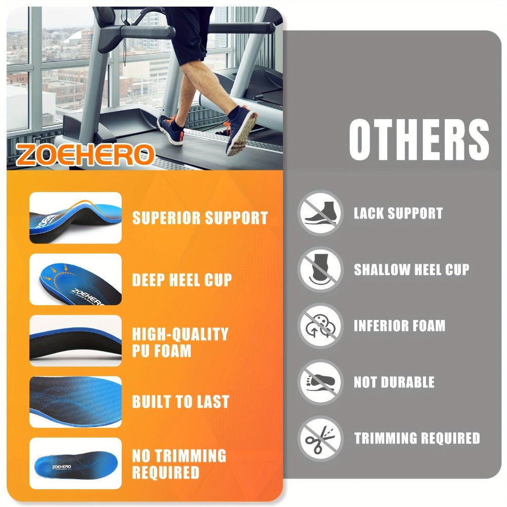ZOEHERO Blue Arch-Support Insoles with 3.5 cm Arch Profile and Six Men's and Women's Size Options