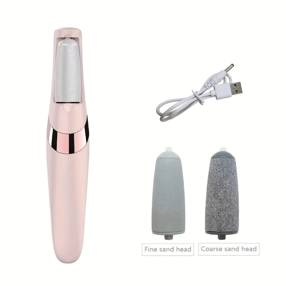 Electric Foot File Callus Remover IPX4 Waterproof 2 Interchangeable Grinding Heads 2 Speed Settings Auto Light Portable Pedicure Tool Dead Skin Removal for Women Pink White