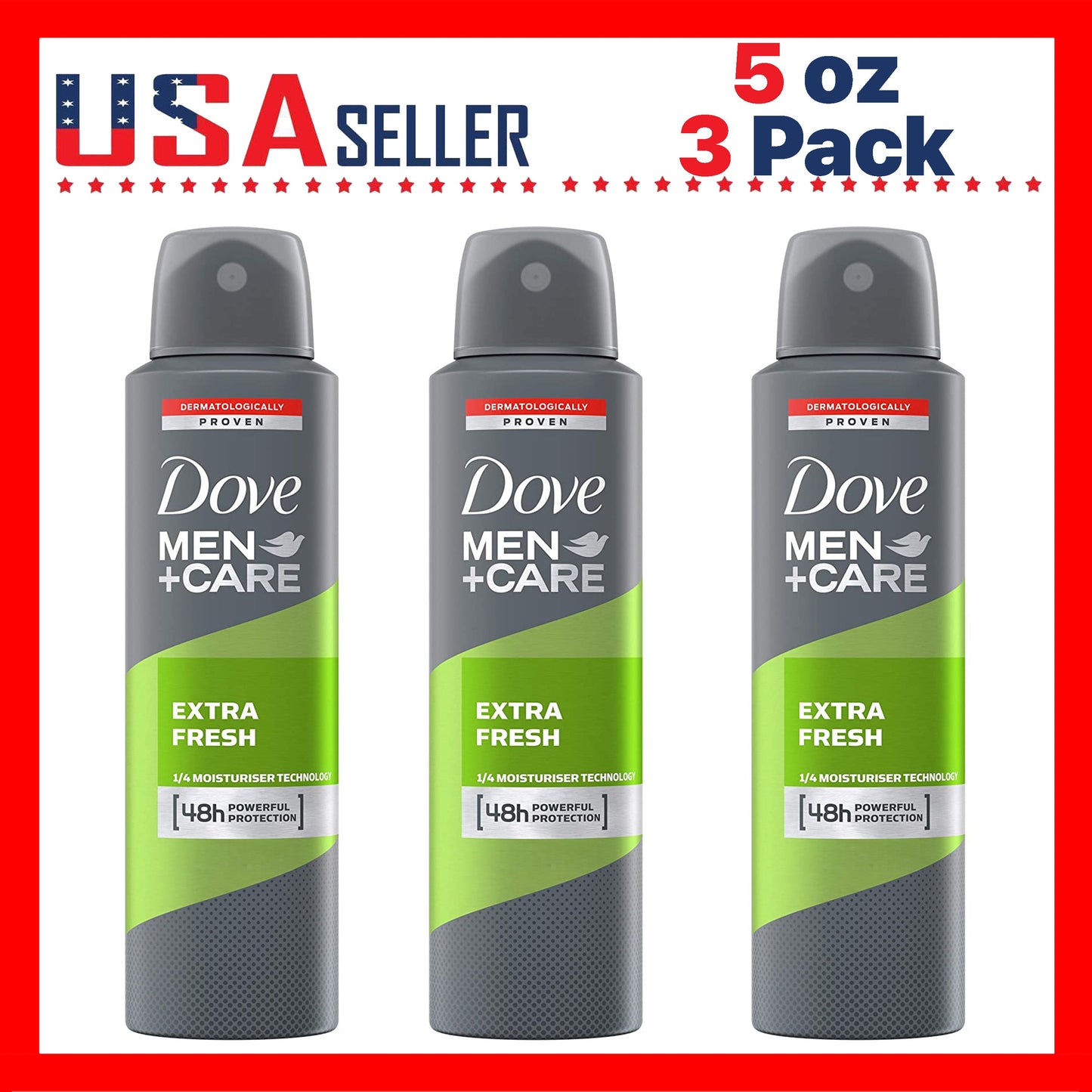 Dove Men+Care Extra Fresh Antiperspirant Spray, 150 ml Cans with Three-Pack or Six-Pack Checkout Options