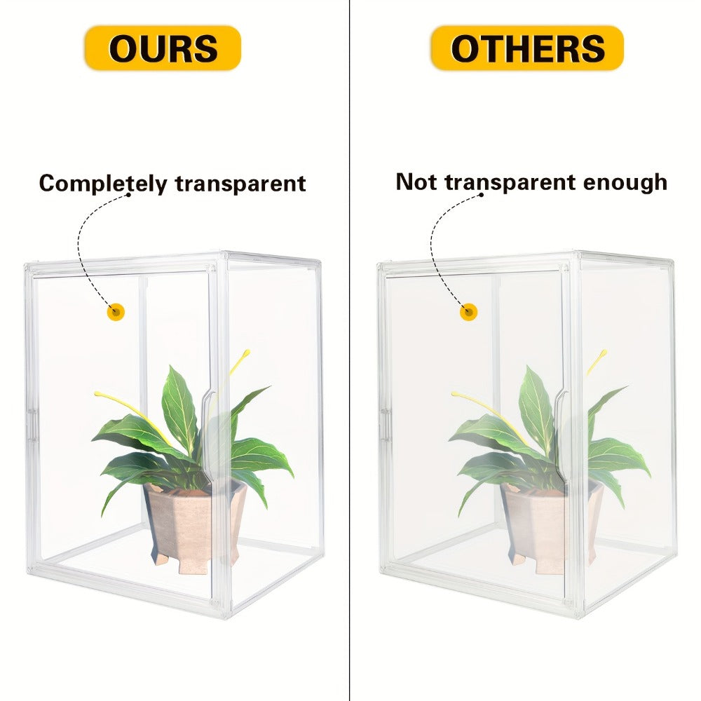XL Clear Stackable Acrylic Storage Bin with Magnetic Lid, 50L Foldable Display Organizer in One- or Two-Piece Options