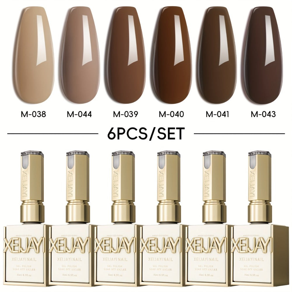 Holographic Rainbow Candy Gel Nail Polish Set 6 Colors 15ml - Semi-Permanent Soak Off LED UV Long Lasting Glossy Macaroon Finish Photo Frame Bottle Spring Summer Nail Art Kit for Women 0.51oz Each