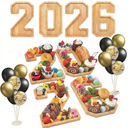 Party Decorations Fillable Wood-Look Letter and Number Trays with BABY, ONE, 2026 or GRAD Options