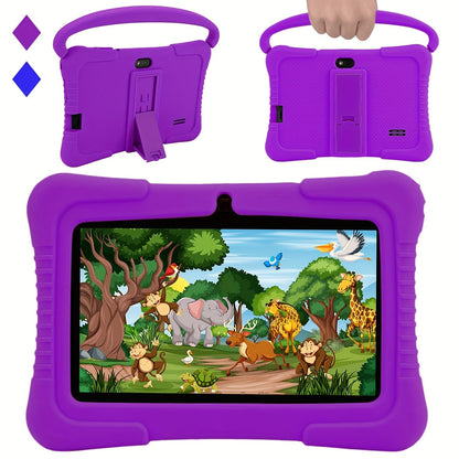 Kids Tablet 7 Inch Android 2GB RAM 16GB 32GB ROM 1TB Expandable WiFi Dual Camera Parental Control Educational Games Eye Protection Drop-Proof Silicone Case Tablet for Kids Toddlers – Pink Blue Purple Navy
