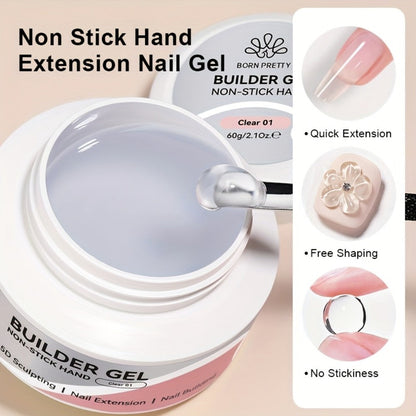 Builder Gel for Nail Extensions and 3D Sculpting, 60g Jar in Clear or Milky White for UV or LED Lamp Curing