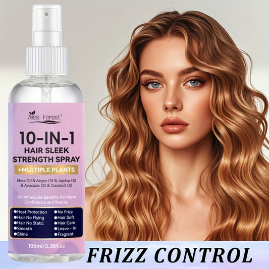 Leave-In Conditioner Spray 10-in-1 No-Rinse 100ml — Fragrance-Free Anti-Frizz Detangling Heat Protection, Plant-Based Formula for Dry Damaged & Color-Treated Hair, All Hair Types, Men & Women