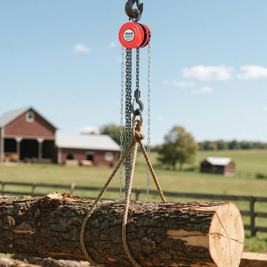 Hand Chain Hoist 2200 lb / 4400 lb Manual Chain Block with G70 Chain – 8 ft / 10 ft / 20 ft Lift Height, 360° Rotating Hooks, Security Brake, for Garage, Construction & Warehouse Lifting