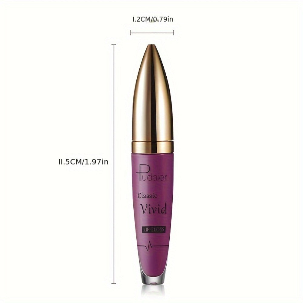 Matte Liquid Lip Color in Seven Numbered Shades with 8.5cm Clear Tube and Pointed Gold Cap
