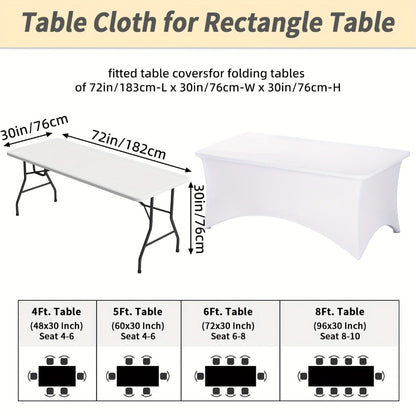 10pcs Spandex Tablecloth 6ft Rectangle Fitted Table Cover Stretch Wrinkle-Free for Wedding Reception Vendor Booth Catering Indoor Outdoor, 72Lx30Wx30H Inch, White/Black