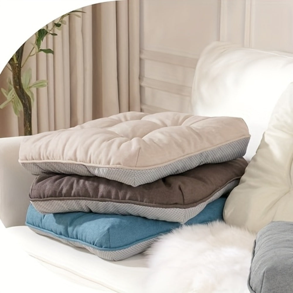 Tufted Chair Cushion Set with Four 15.5-Inch Pads, Tie Straps and 11 Solid Color Choices for Dining Chairs