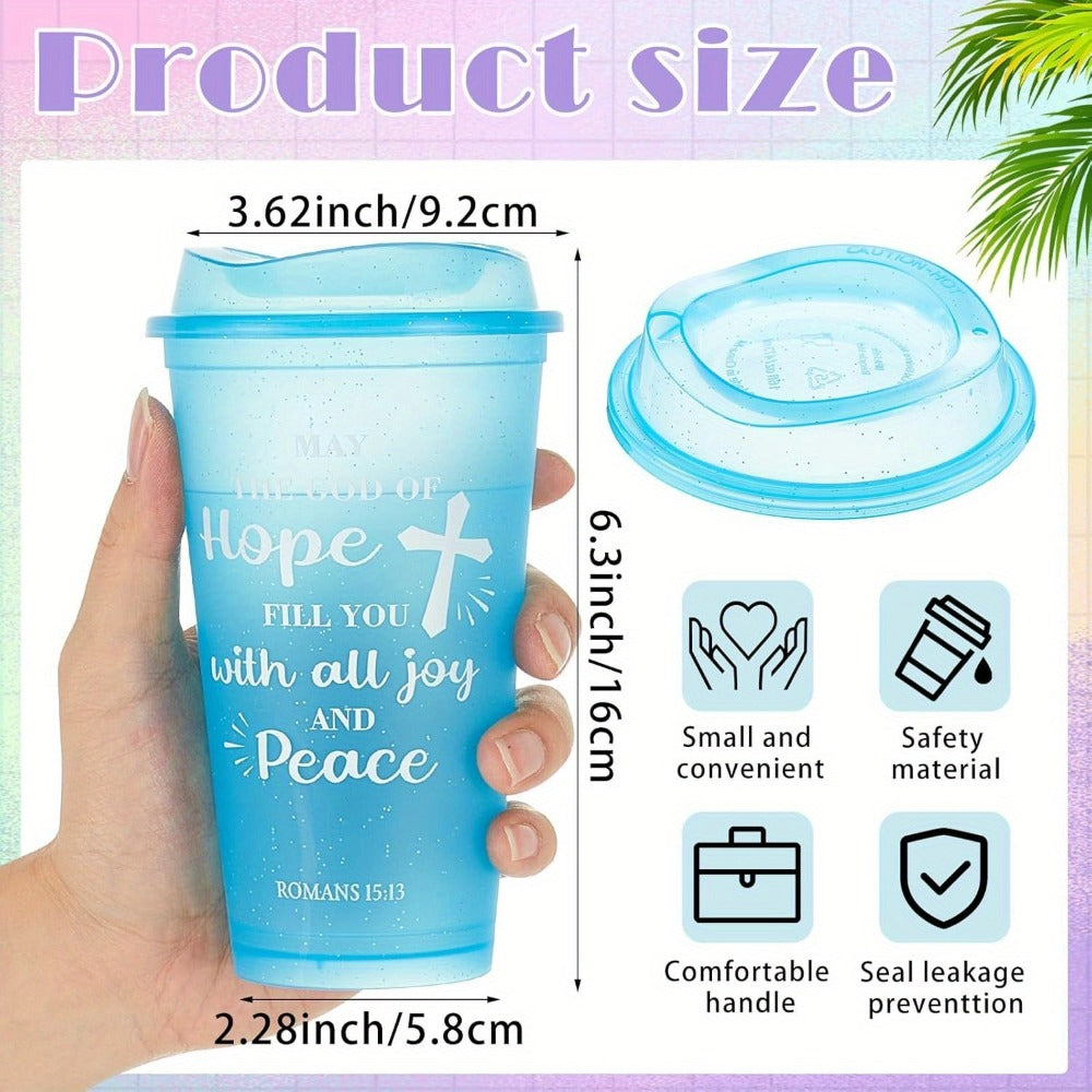 Bible Verse Plastic Tumblers Set of 24 with Lids 16oz Christian Inspirational Cups Gift for Women