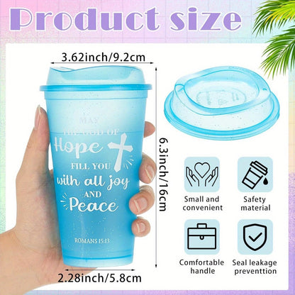 Bible Verse Plastic Tumblers Set of 24 with Lids 16oz Christian Inspirational Cups Gift for Women