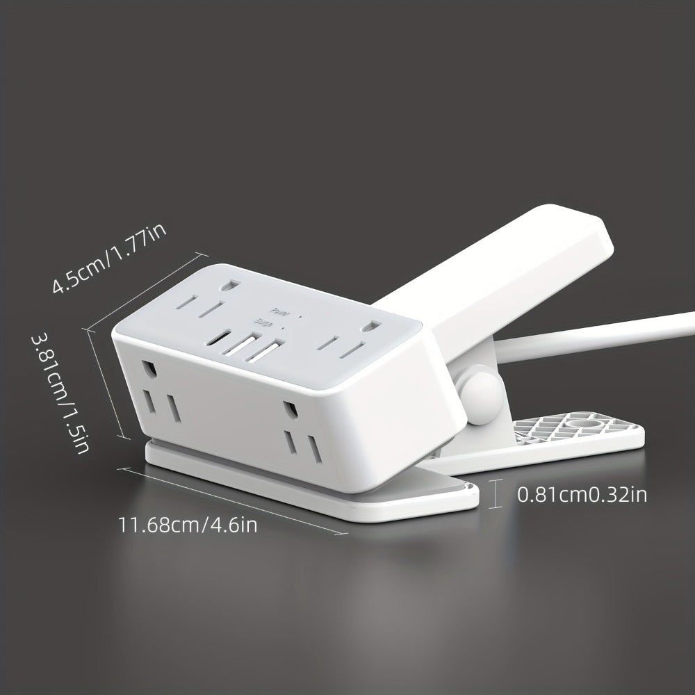 Power Strip Clamp-On Desk Edge Station with USB-A Ports, 6-Foot Cord, 1250W Output and 120V US Plug