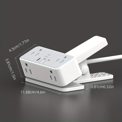Power Strip Clamp-On Desk Edge Station with USB-A Ports, 6-Foot Cord, 1250W Output and 120V US Plug