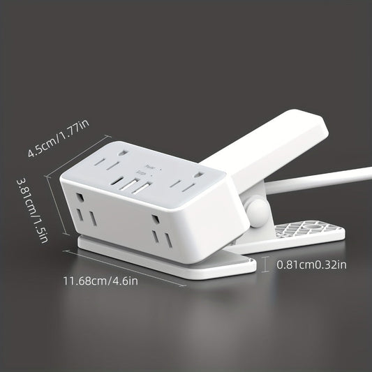 Power Strip Clamp-On Desk Edge Station with USB-A Ports, 6-Foot Cord, 1250W Output and 120V US Plug