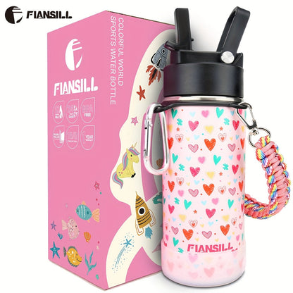 Insulated Water Bottle 16oz - Stainless Steel Vacuum Tumbler with Fun Printed Designs - Leak-Proof Kids & Teen Water Bottle, Perfect Gift for Students, Boys, Girls & Outdoor Activities