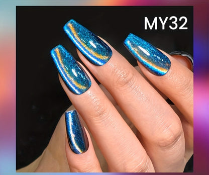 Gel Nail Polish 6-Color 9D Polaris Magnetic Set with Six 10ml Glass-Water-Light Shades for Nail Art