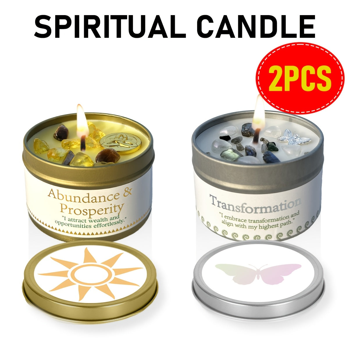 3oz Decorative Tin Candle or Two-Piece Crystal and Guidance Card Set with Multiple Label Pairings