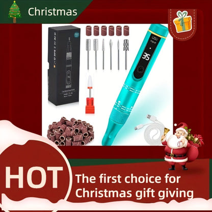 Cordless Nail Drill Kit 35000RPM Rechargeable Wireless Electric E-File — 108 Bits Professional Nail Drill Machine for Acrylic Gel Natural Nails, USB Nail File Set for Salon & Home Manicure Pedicure, Rose Gold Black Green