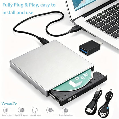 USB External DVD Drive with Storage Bag - Portable CD DVD-ROM CD-RW DVD-RW Burner Recorder Player for Laptop Desktop PC, Plug and Play, No Driver Needed, USB 2.0 High Speed