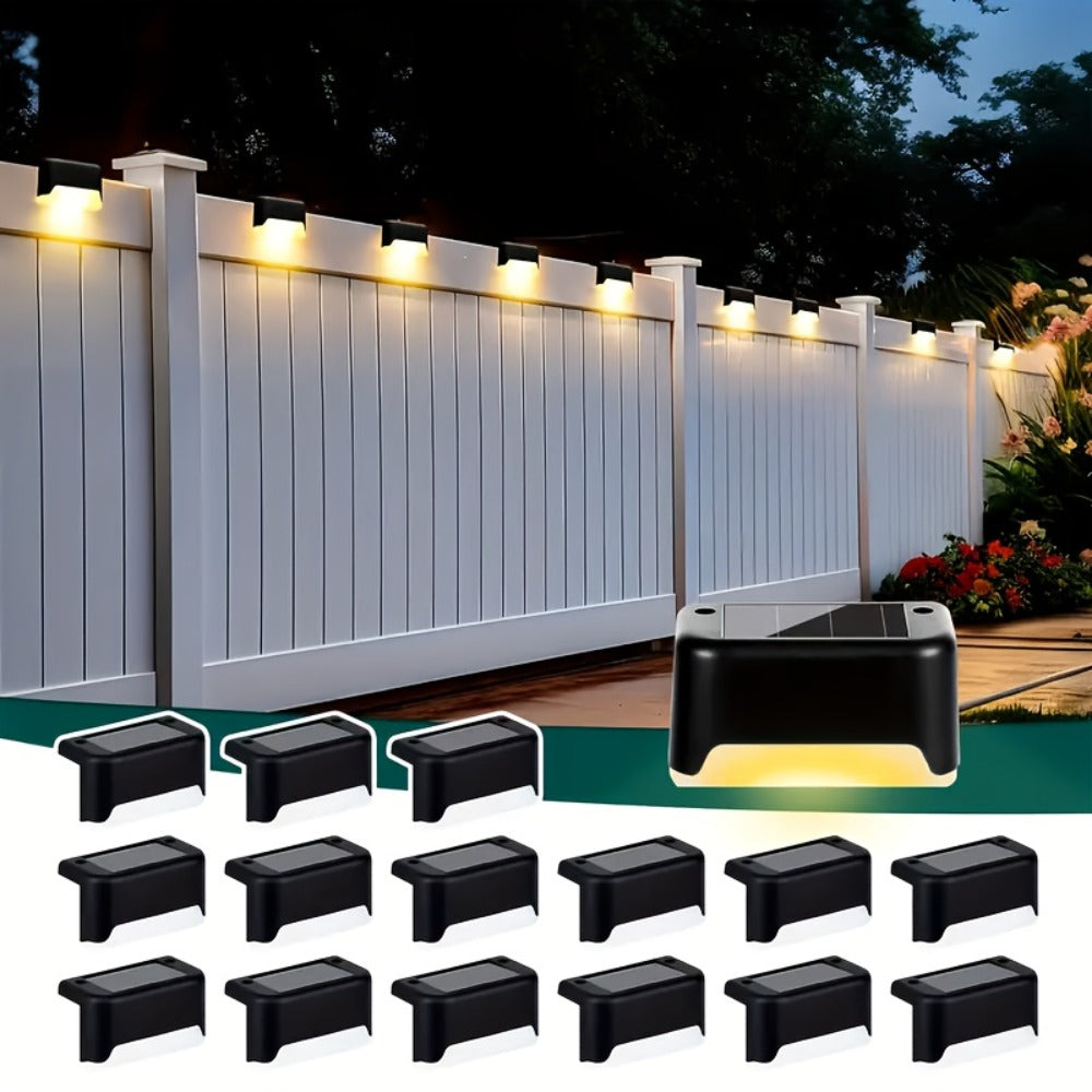 Solar Powered LED Deck Lights – Auto On/Off Outdoor Step Lights for Stairs, Fence, Pathway & Patio, 12-Hour Continuous Lighting, Weatherproof Solar Stair Lights for Garden, Yard & Commercial Use