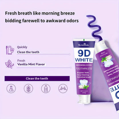 Four-Pack 100g Purple Mint Toothpaste Tubes with 9D Label Design and 400g Total Listed Quantity