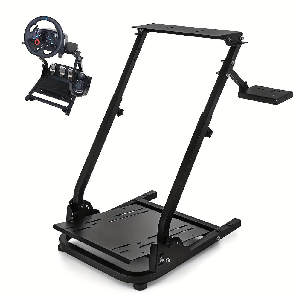 Racing Wheel Stand Height Adjustable 22"-30" Steel Driving Simulator Cockpit – Compatible with Logitech G25 G27 G29 G920, Thrustmaster T300RS TX T500RS & All Fanatec Wheels, Includes Gear Shifter Mount