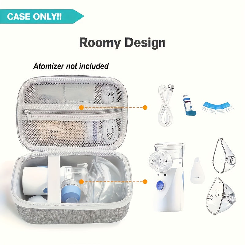 Gray Zip Storage Case with Carry Strap, Mesh Pocket and Removable Dividers for Small Beauty Devices